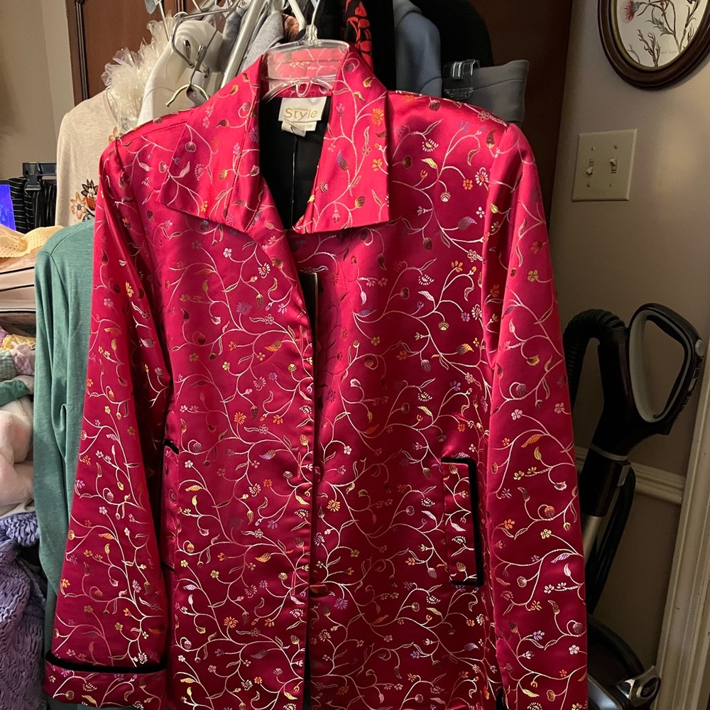 Deep Pink Embroidered Jacket with Tags Size 12